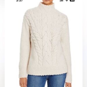 VINCE Sweater Merino Wool Blend Mock Neck Cable Knit Size Medium